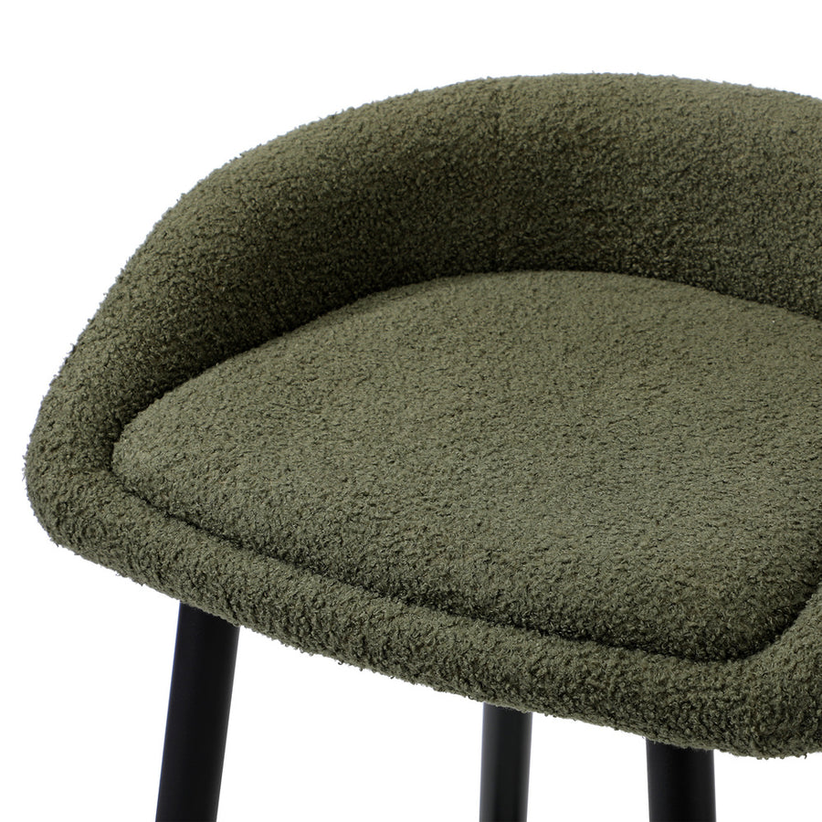 Oikiture 4PCS Bar Stools Boucle Fabric Green and Black, image 9