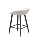 Oikiture 2PCS Bar Stools Boucle Fabric White and Black - Rear View