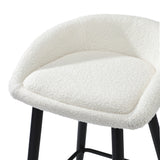 Oikiture 2PCS Bar Stools Boucle Fabric White and Black - Side View