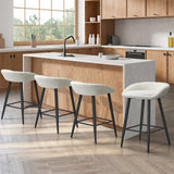 Oikiture 4PCS Bar Stools Boucle Fabric White and Black