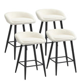 Oikiture 4PCS Bar Stools Boucle Fabric White and Black