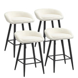 Oikiture 4PCS Bar Stools Boucle Fabric White and Black