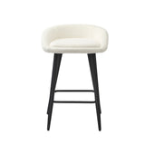 Oikiture 4PCS Bar Stools Boucle Fabric White and Black