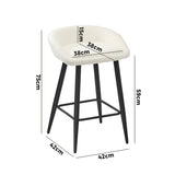 Oikiture 4PCS Bar Stools Boucle Fabric White and Black - Low Angle