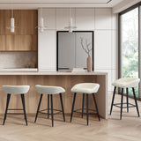 Oikiture 4PCS Bar Stools Boucle Fabric White and Black - Rear View