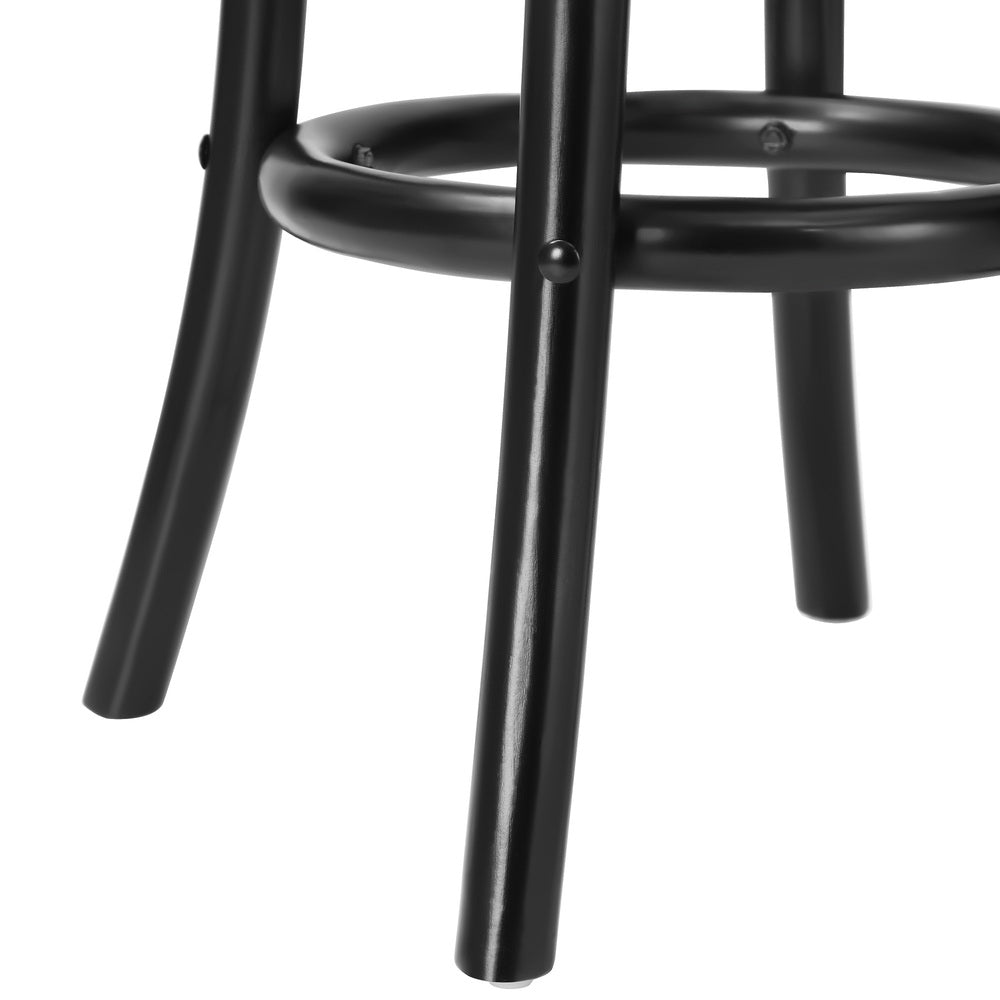 Oikiture 4x Bar Stools Dining Chair Rattan Seat Black