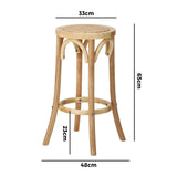 Oikiture Wooden Bar Stool 2pc Rattan Dining Chair Wood