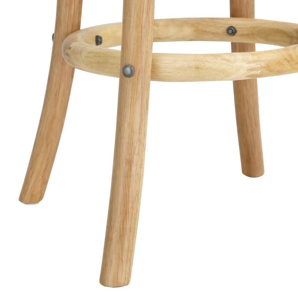 Oikiture Wooden Bar Stool 2pc Rattan Dining Chair Wood