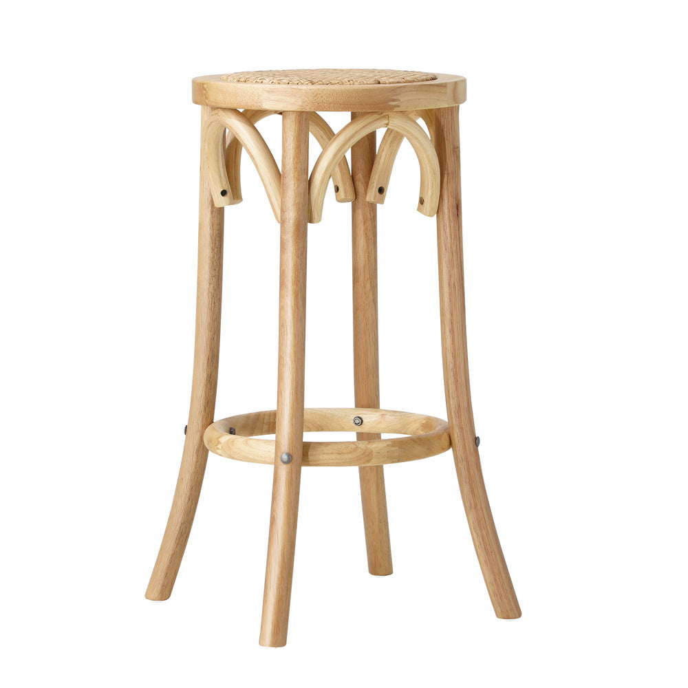 Oikiture 4x Bar Stools Dining Chair Rattan Seat Natural