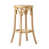 Oikiture 4x Bar Stools Dining Chair Rattan Seat Natural - 45-Degree Angle