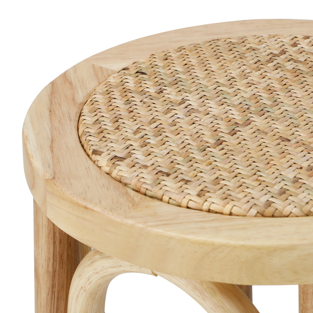 Oikiture 4x Bar Stools Dining Chair Rattan Seat Natural