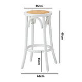 Oikiture 2x Bar Stools Dining Chair Rattan Seat White - 45-Degree Angle