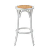 Oikiture 2x Bar Stools Dining Chair Rattan Seat White