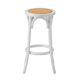 Oikiture 2x Bar Stools Dining Chair Rattan Seat White - Top-Down View