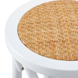 Oikiture 2x Bar Stools Dining Chair Rattan Seat White - Front View