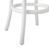 Oikiture 2x Bar Stools Dining Chair Rattan Seat White - Rear View