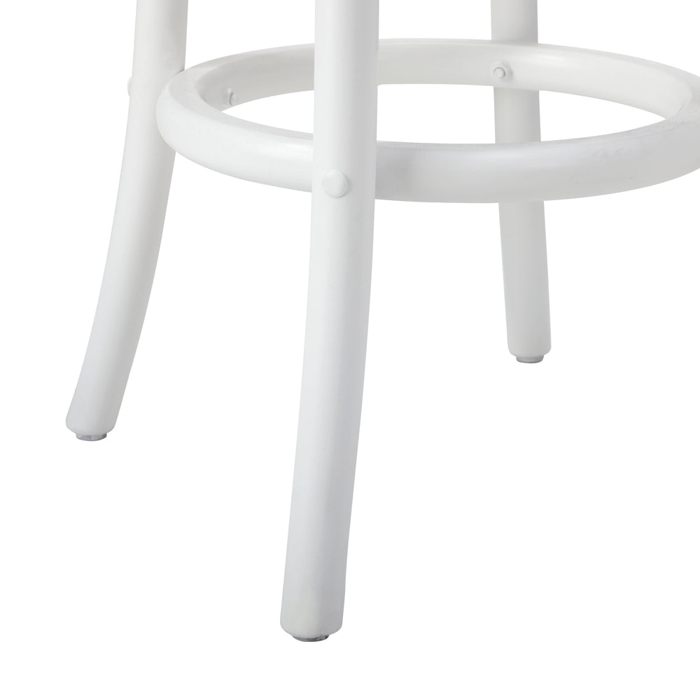 Oikiture Set of 4 Bar Stools Vintage Rattan Seat White