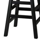 Oikiture Bar Stools Wooden Counter Chairs Black - Front View