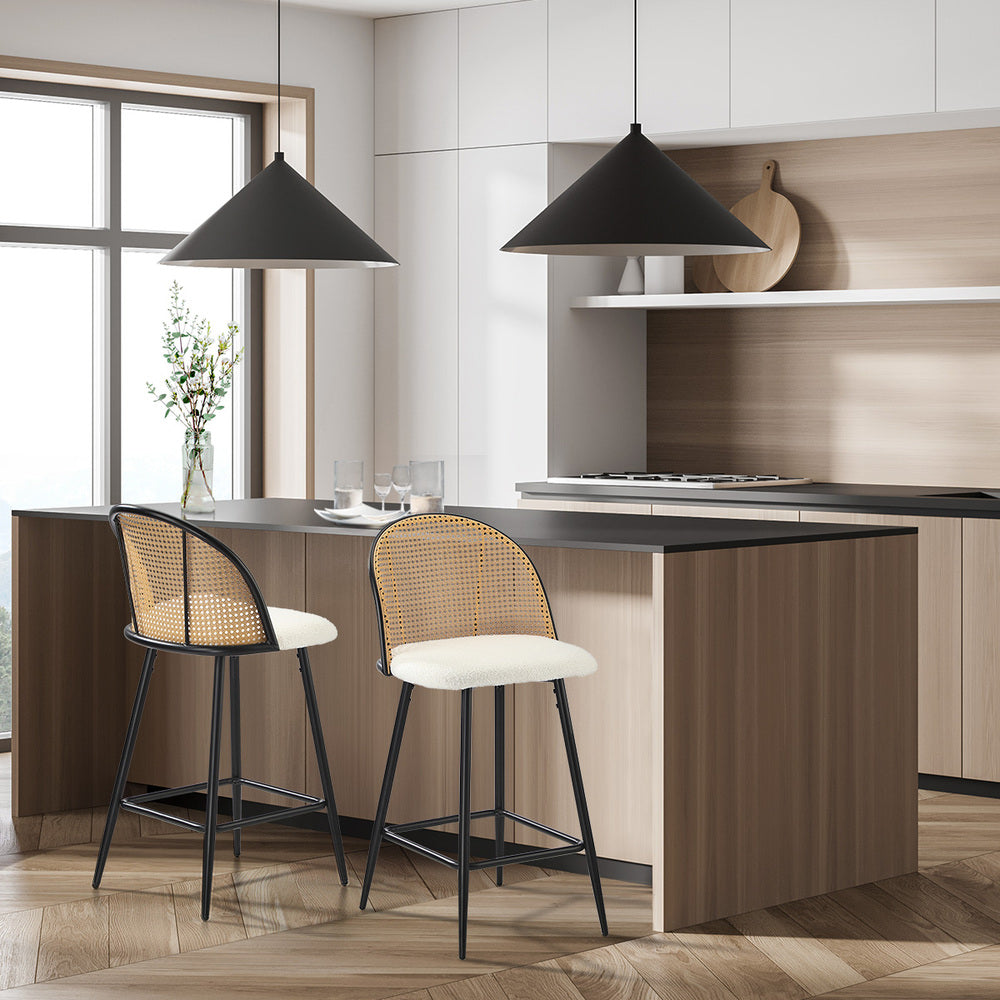Oikiture Bar Stools Wooden Counter Chairs Black