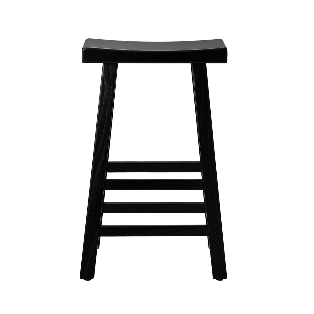 Oikiture 2X Bar Stools Wooden Counter Chairs Black