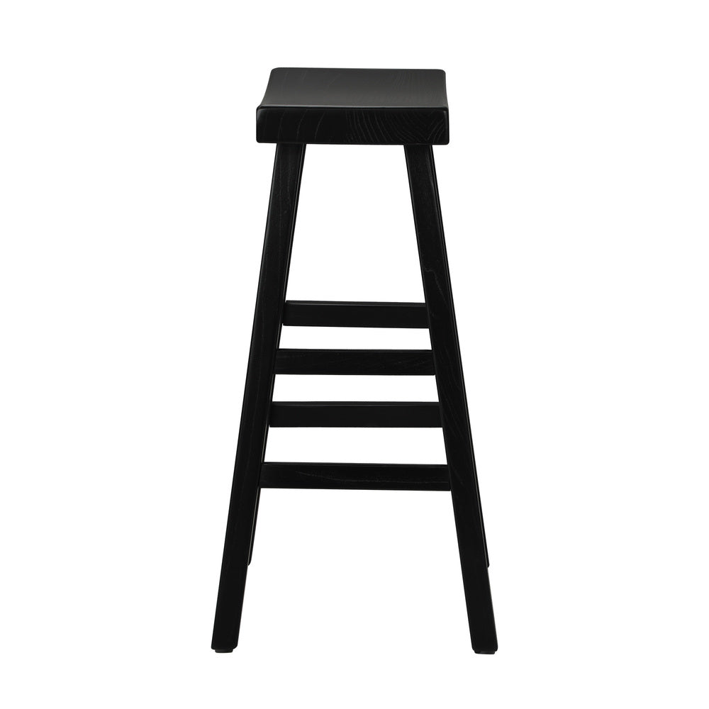 Oikiture 2X Bar Stools Wooden Counter Chairs Black