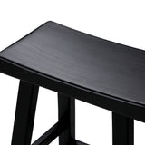 Oikiture 2X Bar Stools Wooden Counter Chairs Black - Close-Up Angle