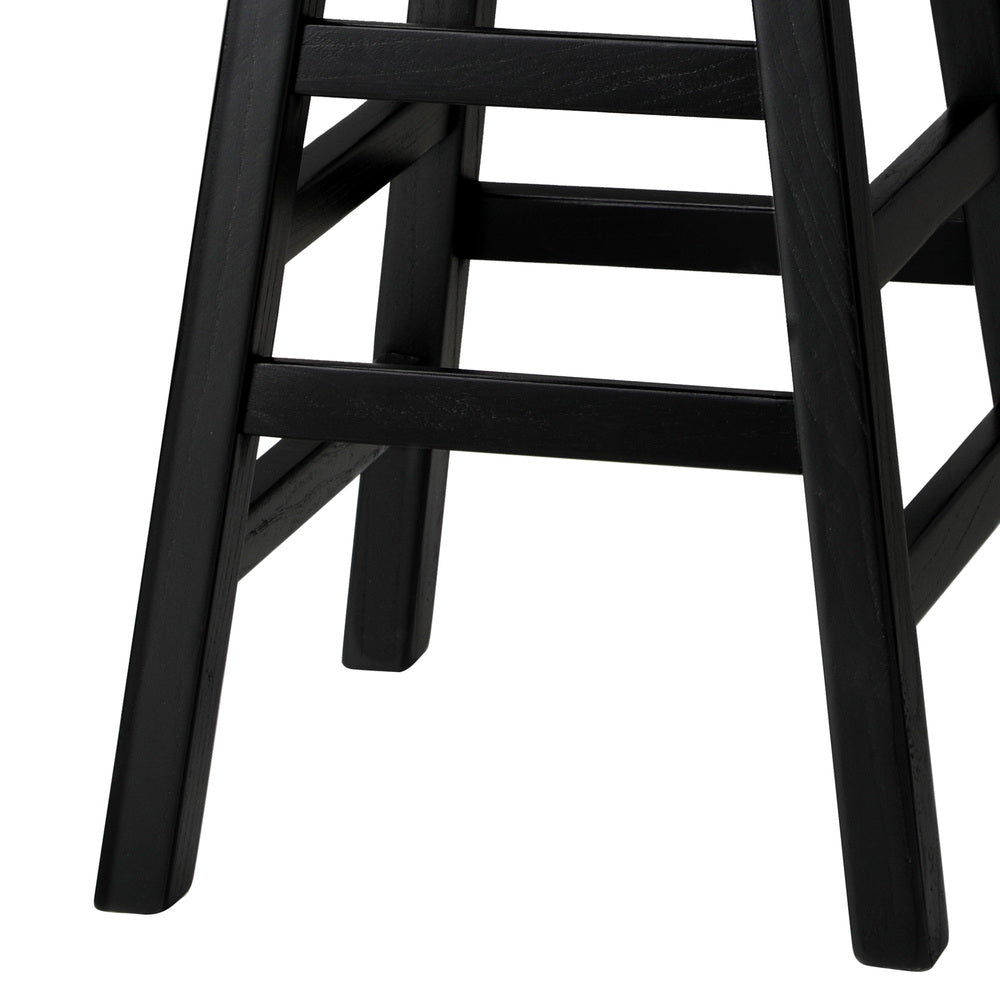 Oikiture 2X Bar Stools Wooden Counter Chairs Black
