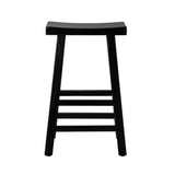 Oikiture 4X Bar Stools Wooden Counter Chairs Black - Close-Up Angle