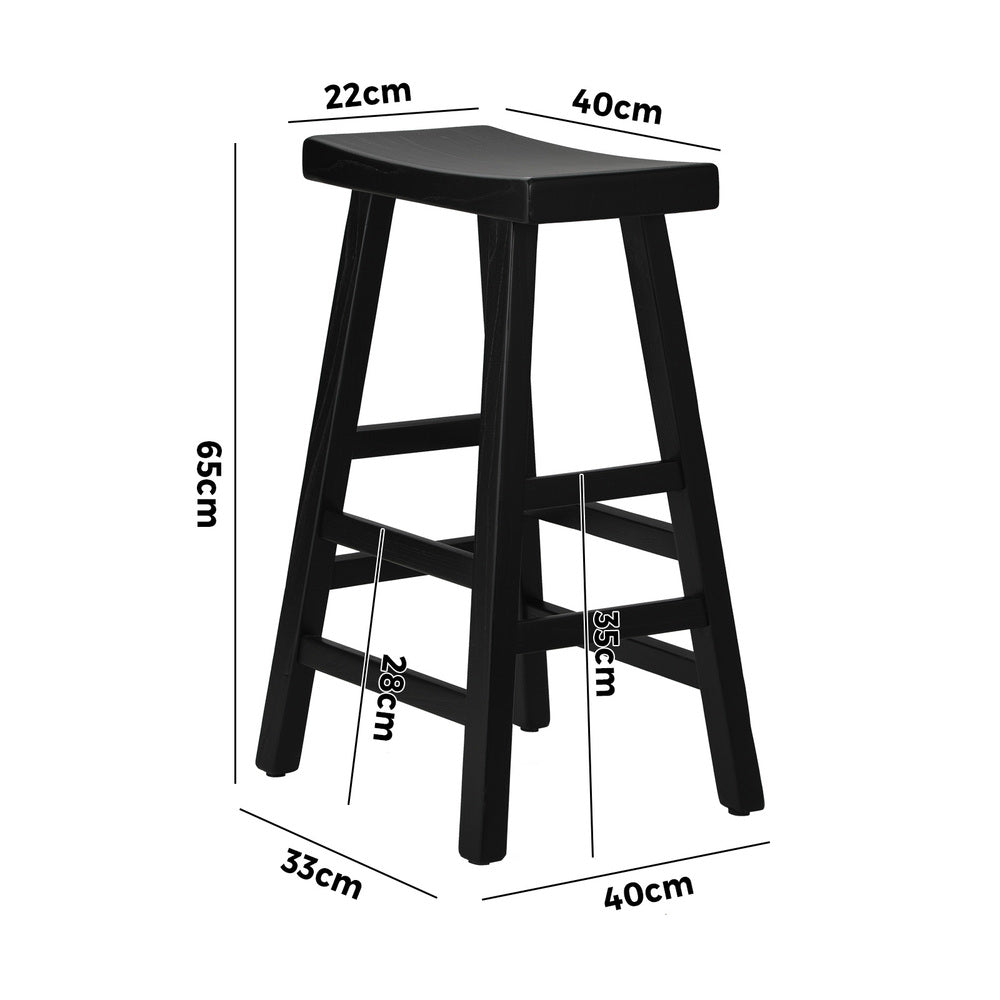 Oikiture 4X Bar Stools Wooden Counter Chairs Black
