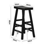 Oikiture 4X Bar Stools Wooden Counter Chairs Black - 45-Degree Angle