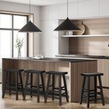 Oikiture 4X Bar Stools Wooden Counter Chairs Black - Low Angle