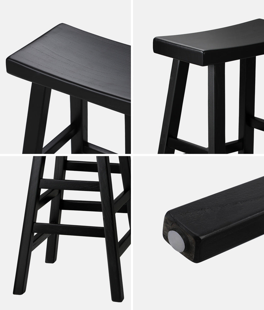 Oikiture 4X Bar Stools Wooden Counter Chairs Black