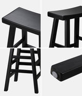Oikiture 4X Bar Stools Wooden Counter Chairs Black - Front View
