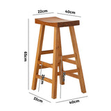 Oikiture Bar Stool Wooden Counter Chairs Natural - Side View