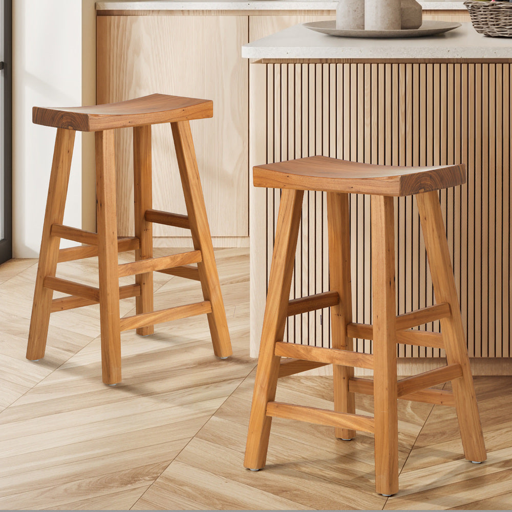 Oikiture 2X Bar Stool Wooden Counter Chairs Natural