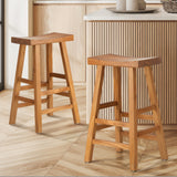 Oikiture 2X Bar Stool Wooden Counter Chairs Natural - Close-Up Angle