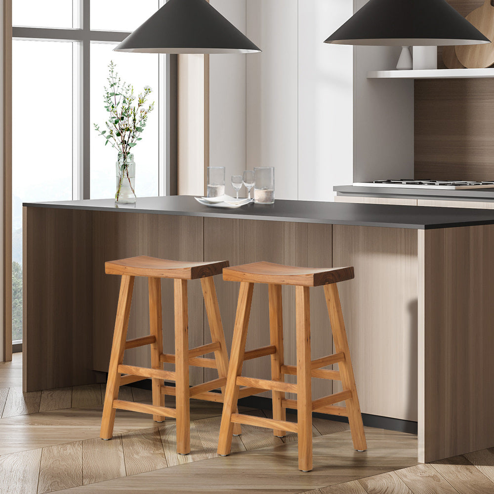 Oikiture 2X Bar Stool Wooden Counter Chairs Natural