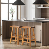 Oikiture 2X Bar Stool Wooden Counter Chairs Natural - Front View