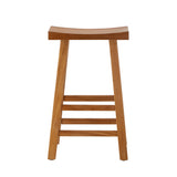 Oikiture Set of 4 Bar Stools Wooden Counter Chairs Natural - Rear View