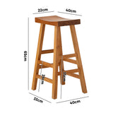 Oikiture Set of 4 Bar Stools Wooden Counter Chairs Natural - 45-Degree Angle