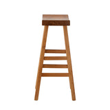 Oikiture Set of 4 Bar Stools Wooden Counter Chairs Natural - Side View