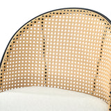 Oikiture 2x Bar Stools Kitchen Counter Stool Rattan Boucle Fabric