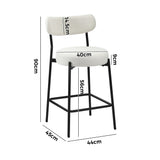 Oikiture 4x Bar Stools Kitchen Dining Stool Boucle Fabric White - Low Angle