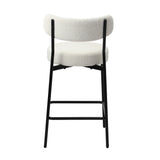 Oikiture 4x Bar Stools Kitchen Dining Stool Boucle Fabric White - Close-Up Angle