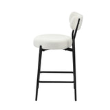 Oikiture 4x Bar Stools Kitchen Dining Stool Boucle Fabric White