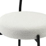 Oikiture 4x Bar Stools Kitchen Dining Stool Boucle Fabric White - Front View