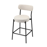 Oikiture 2x Bar Stools Polyester Linen Fabric Beige
