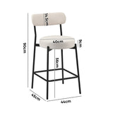 Oikiture 2x Bar Stools Polyester Linen Fabric Beige - 45-Degree Angle