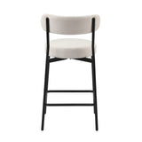 Oikiture 2x Bar Stools Polyester Linen Fabric Beige - Rear View