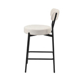 Oikiture 2x Bar Stools Polyester Linen Fabric Beige - Side View